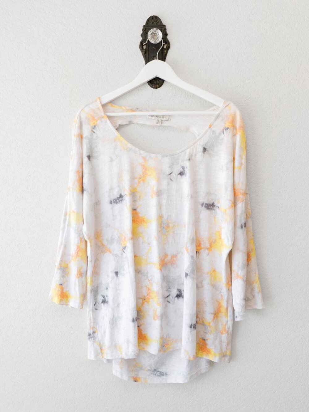 Live Well Active Womens XL Tie Dye Top Open Back Draped Lightweight Boho Yoga